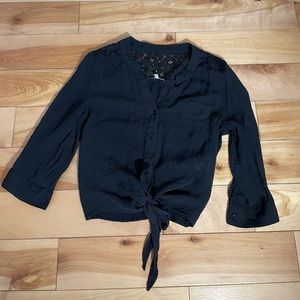 a black blouse